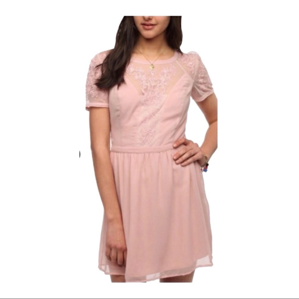 UO kimchi blue pink lace sheer chiffon dress